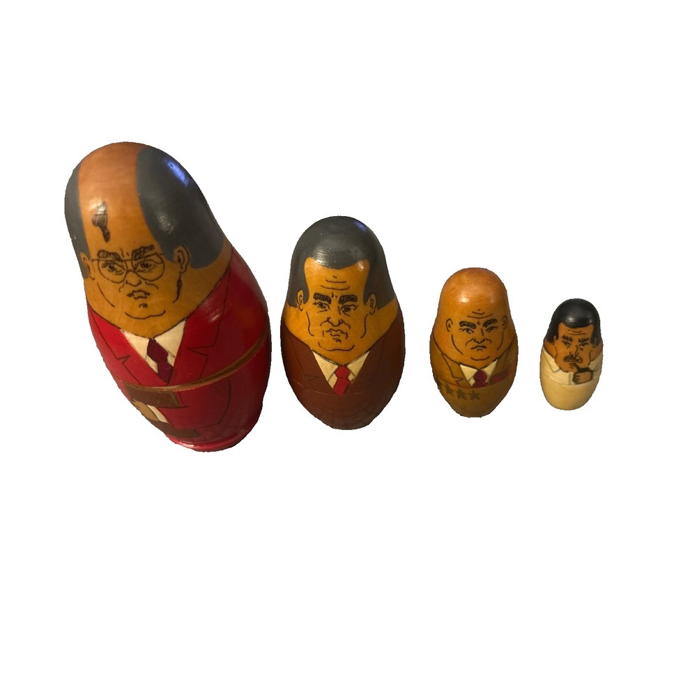 4 Vintage Nesting Dolls Matryoshka Russian Political Leaders